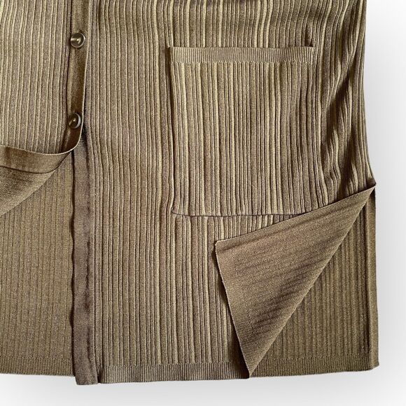 Chico's Flat Back Ribbed Cardigan Sweater Women Size XL Green V Neck Pockets - Picture 6 of 11